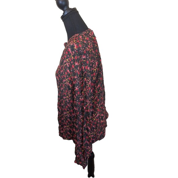 Something Navy Women Top Floral Moody Ruffle Button Down Casual Oversized Small - Picture 4 of 13